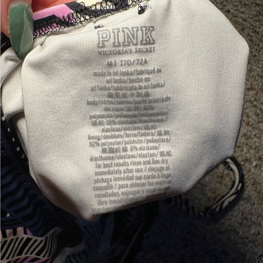 Pink Geometric Patterned One Piece Swimsuit- M - Picture 3 of 3